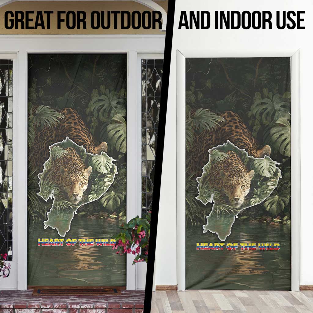 Ecuador Door Cover with Jaguar Rainforest Map Design - Wonder Print Shop