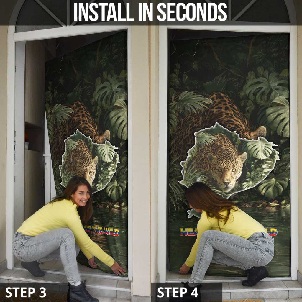 Ecuador Door Cover with Jaguar Rainforest Map Design - Wonder Print Shop