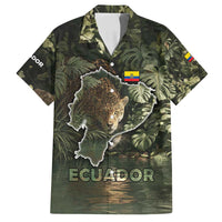 Ecuador Family Matching Long Sleeve Bodycon Dress and Hawaiian Shirt with Jaguar Rainforest Map Design - Wonder Print Shop