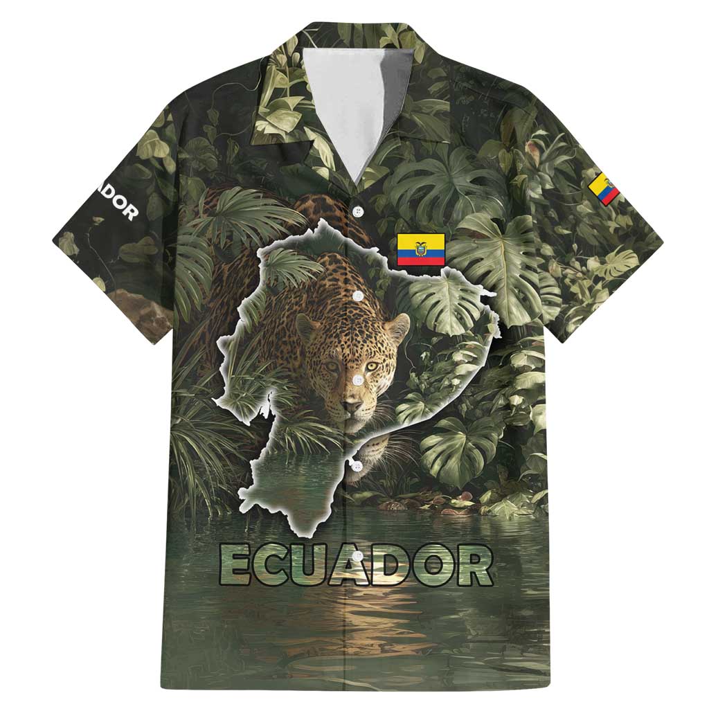 Ecuador Family Matching Mermaid Dress and Hawaiian Shirt with Jaguar Rainforest Map Design - Wonder Print Shop