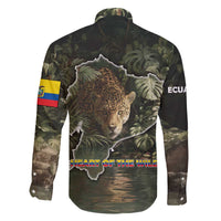 Ecuador Family Matching Off The Shoulder Long Sleeve Dress and Hawaiian Shirt with Jaguar Rainforest Map Design - Wonder Print Shop