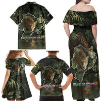 Ecuador Family Matching Off Shoulder Maxi Dress and Hawaiian Shirt with Jaguar Rainforest Map Design - Wonder Print Shop