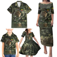 Ecuador Family Matching Puletasi and Hawaiian Shirt with Jaguar Rainforest Map Design - Wonder Print Shop