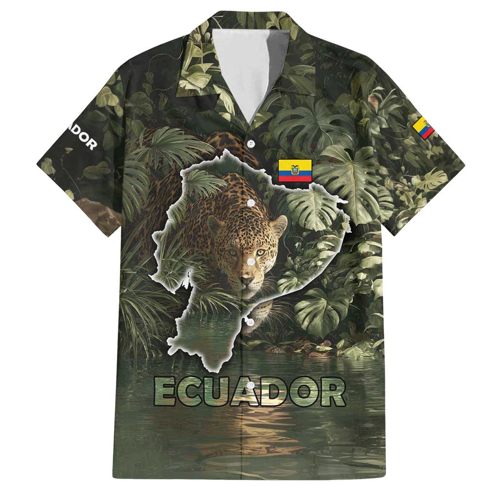 Ecuador Family Matching Puletasi and Hawaiian Shirt with Jaguar Rainforest Map Design - Wonder Print Shop