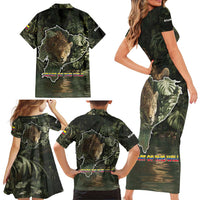 Ecuador Family Matching Short Sleeve Bodycon Dress and Hawaiian Shirt with Jaguar Rainforest Map Design - Wonder Print Shop