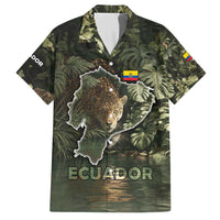 Ecuador Family Matching Short Sleeve Bodycon Dress and Hawaiian Shirt with Jaguar Rainforest Map Design - Wonder Print Shop