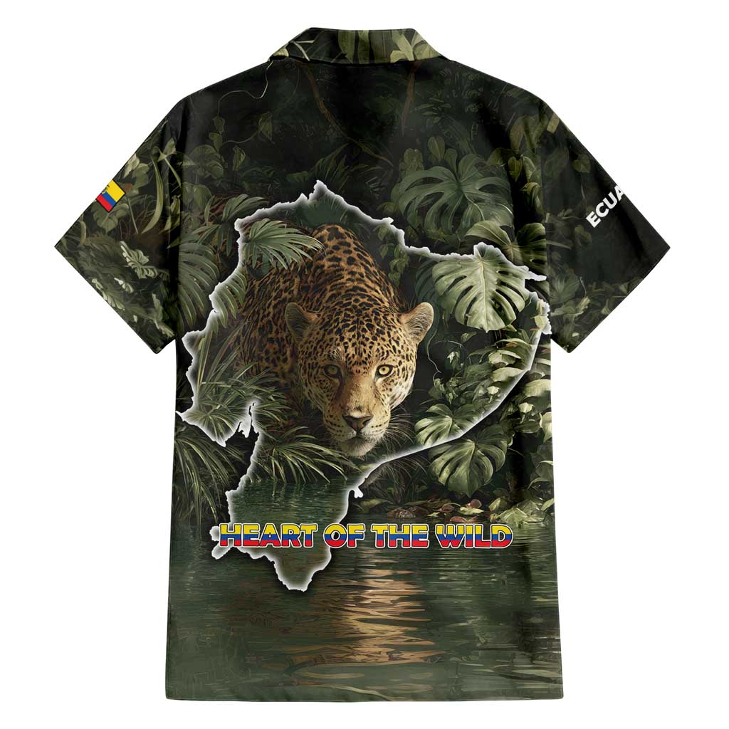 Ecuador Family Matching Short Sleeve Bodycon Dress and Hawaiian Shirt with Jaguar Rainforest Map Design - Wonder Print Shop