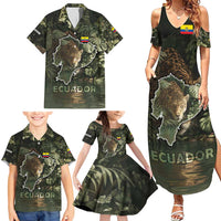 Ecuador Family Matching Summer Maxi Dress and Hawaiian Shirt with Jaguar Rainforest Map Design - Wonder Print Shop