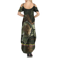 Ecuador Family Matching Summer Maxi Dress and Hawaiian Shirt with Jaguar Rainforest Map Design - Wonder Print Shop