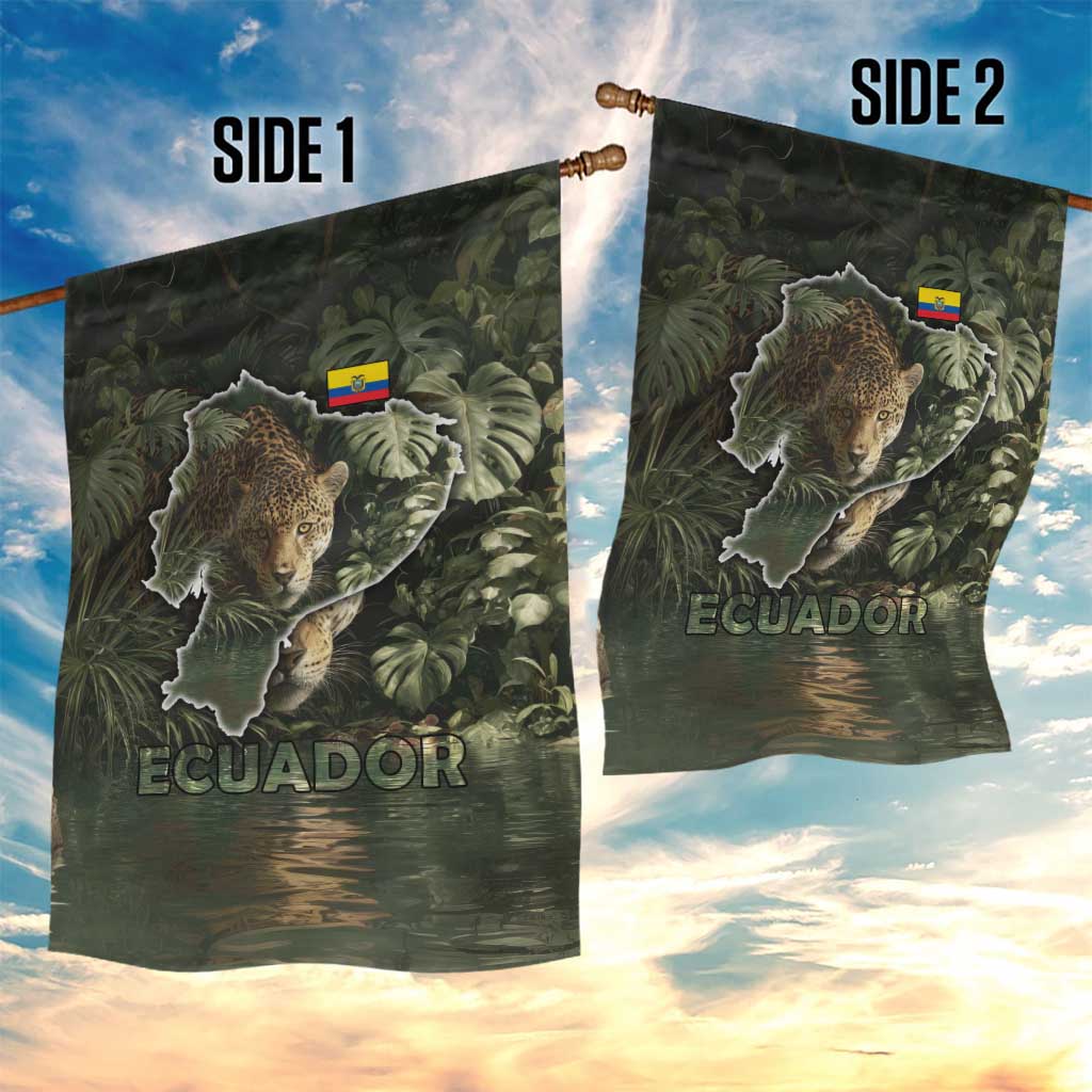 Ecuador Garden Flag with Jaguar Rainforest Map Design - Wonder Print Shop