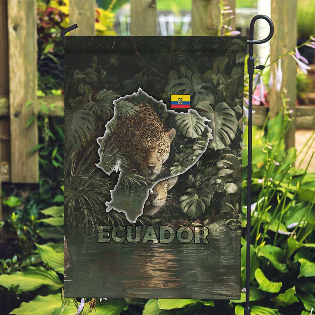 Ecuador Garden Flag with Jaguar Rainforest Map Design - Wonder Print Shop