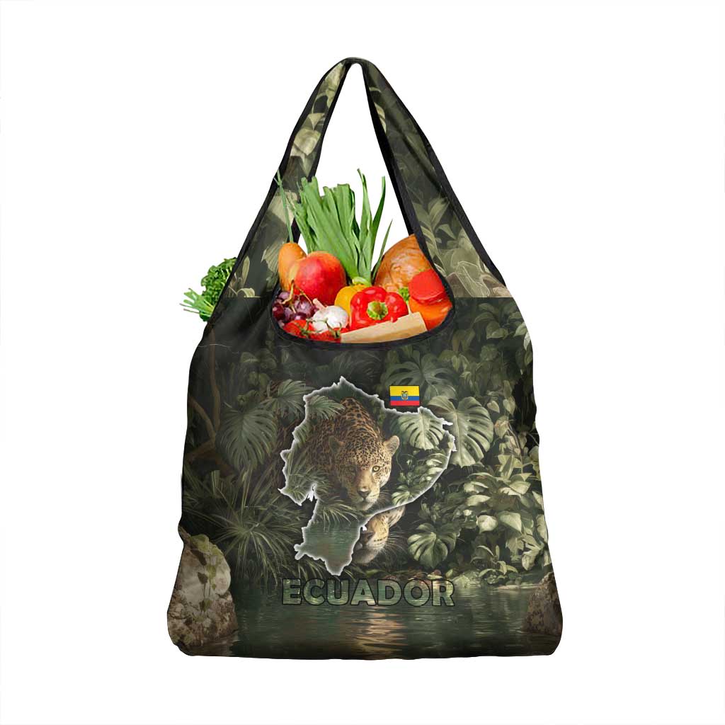 Ecuador Grocery Bag with Jaguar Rainforest Map Design - Wonder Print Shop