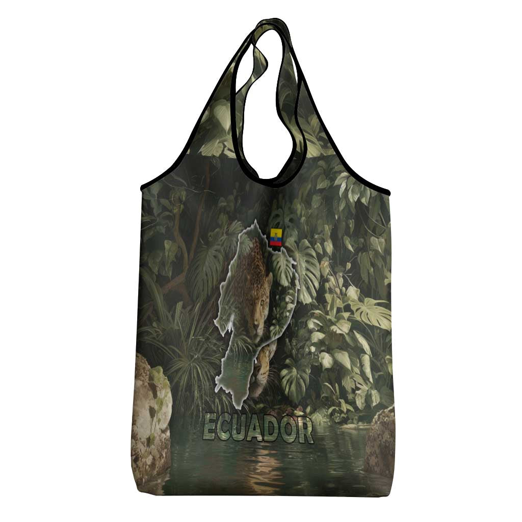 Ecuador Grocery Bag with Jaguar Rainforest Map Design - Wonder Print Shop