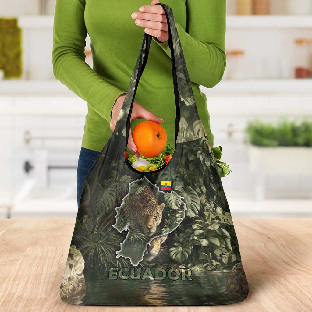 Ecuador Grocery Bag with Jaguar Rainforest Map Design - Wonder Print Shop