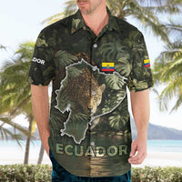Ecuador Hawaiian Shirt with Jaguar Rainforest Map Design - Wonder Print Shop