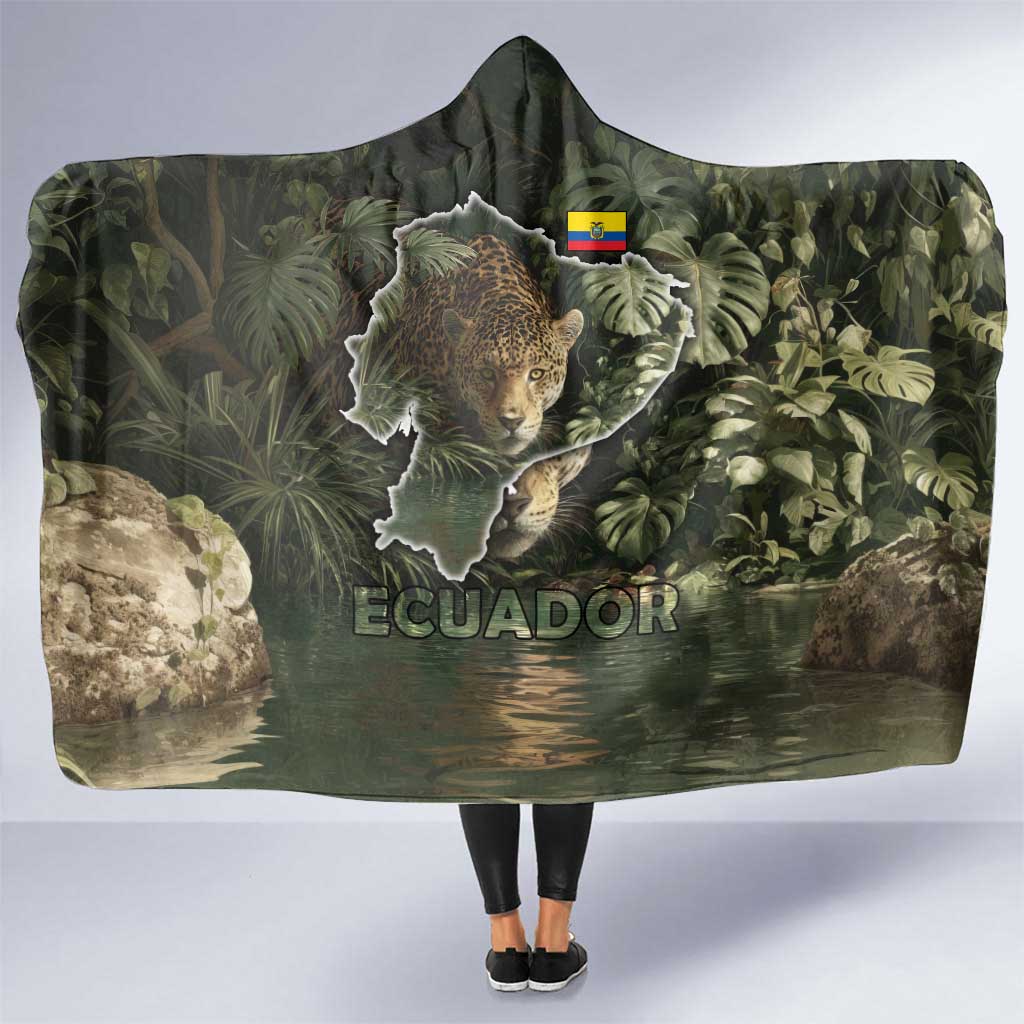 Ecuador Hooded Blanket with Jaguar Rainforest Map Design - Wonder Print Shop