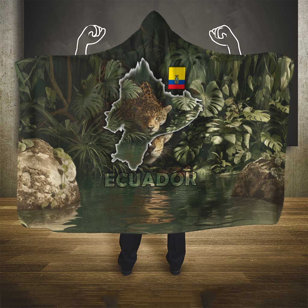 Ecuador Hooded Blanket with Jaguar Rainforest Map Design - Wonder Print Shop