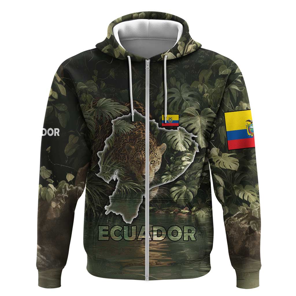 Ecuador Hoodie with Jaguar Rainforest Map Design - Wonder Print Shop