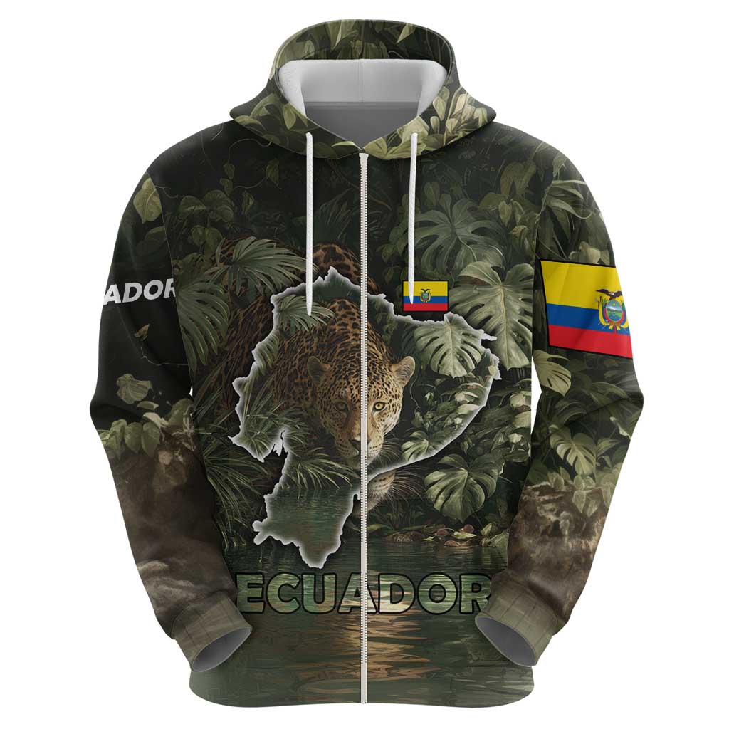 Ecuador Hoodie with Jaguar Rainforest Map Design - Wonder Print Shop