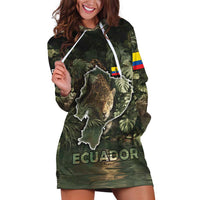 Ecuador Hoodie Dress with Jaguar Rainforest Map Design - Wonder Print Shop