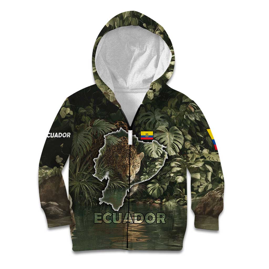 Ecuador Kid Hoodie with Jaguar Rainforest Map Design - Wonder Print Shop