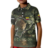 Ecuador Kid Polo Shirt with Jaguar Rainforest Map Design - Wonder Print Shop