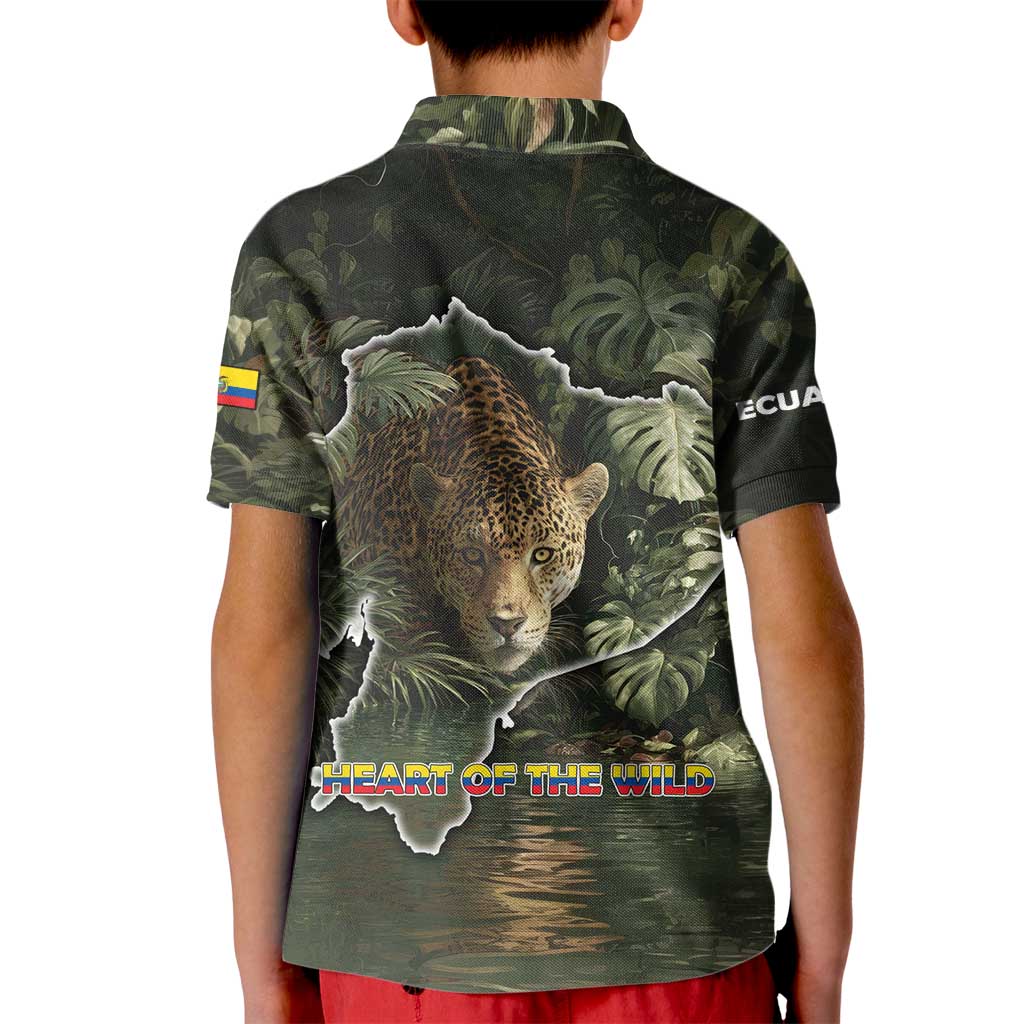 Ecuador Kid Polo Shirt with Jaguar Rainforest Map Design - Wonder Print Shop