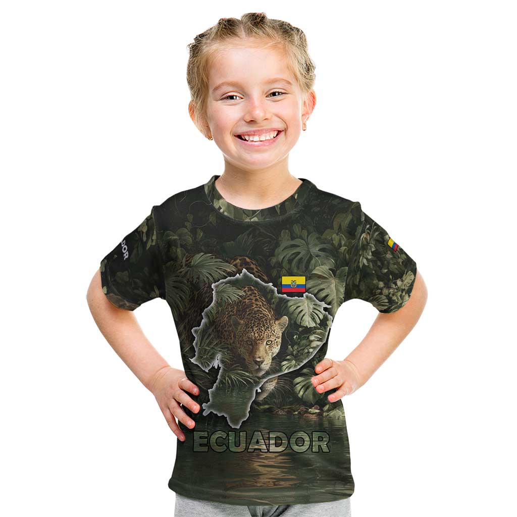 Ecuador Kid T Shirt with Jaguar Rainforest Map Design - Wonder Print Shop