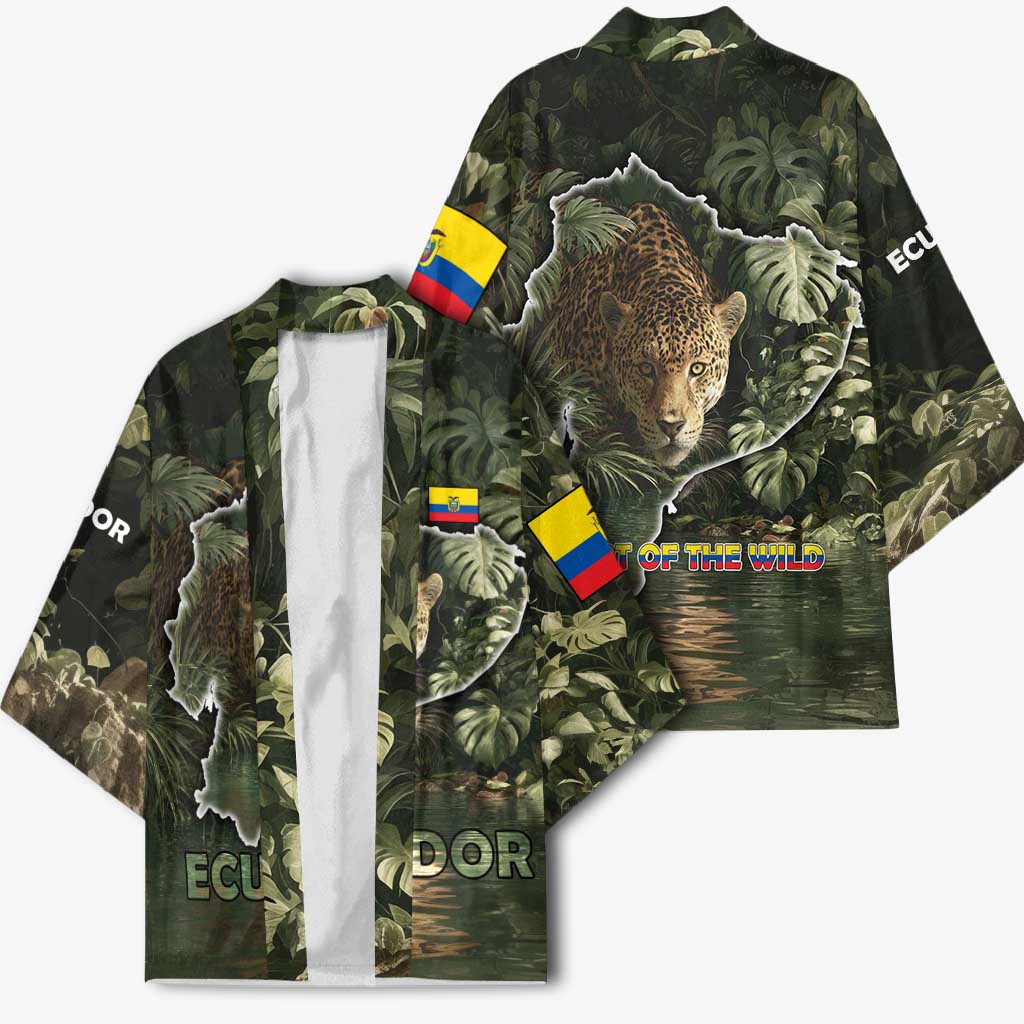 Ecuador Kimono with Jaguar Rainforest Map Design - Wonder Print Shop