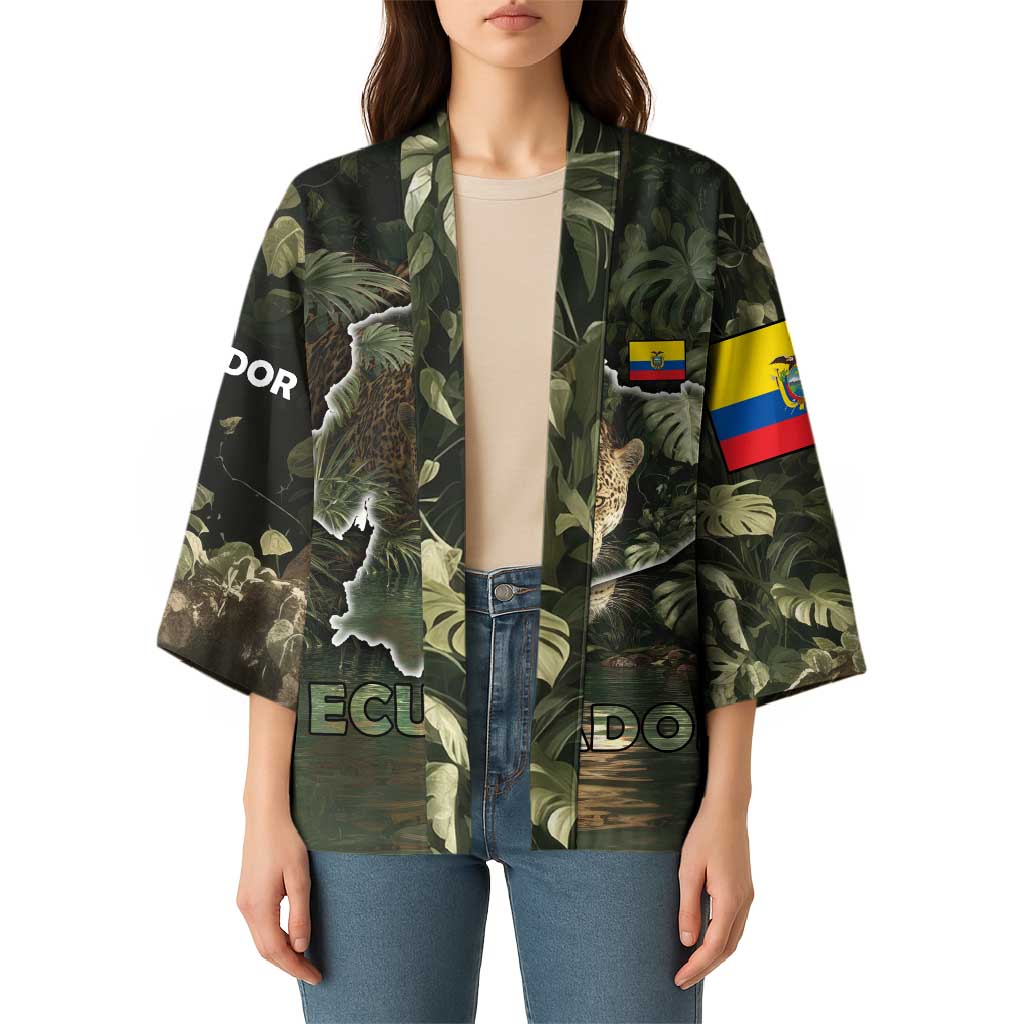 Ecuador Kimono with Jaguar Rainforest Map Design - Wonder Print Shop