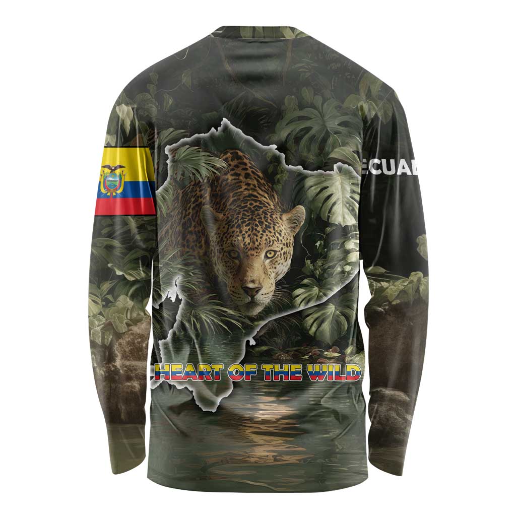 Ecuador Long Sleeve Shirt with Jaguar Rainforest Map Design - Wonder Print Shop