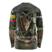 Ecuador Long Sleeve Shirt with Jaguar Rainforest Map Design - Wonder Print Shop