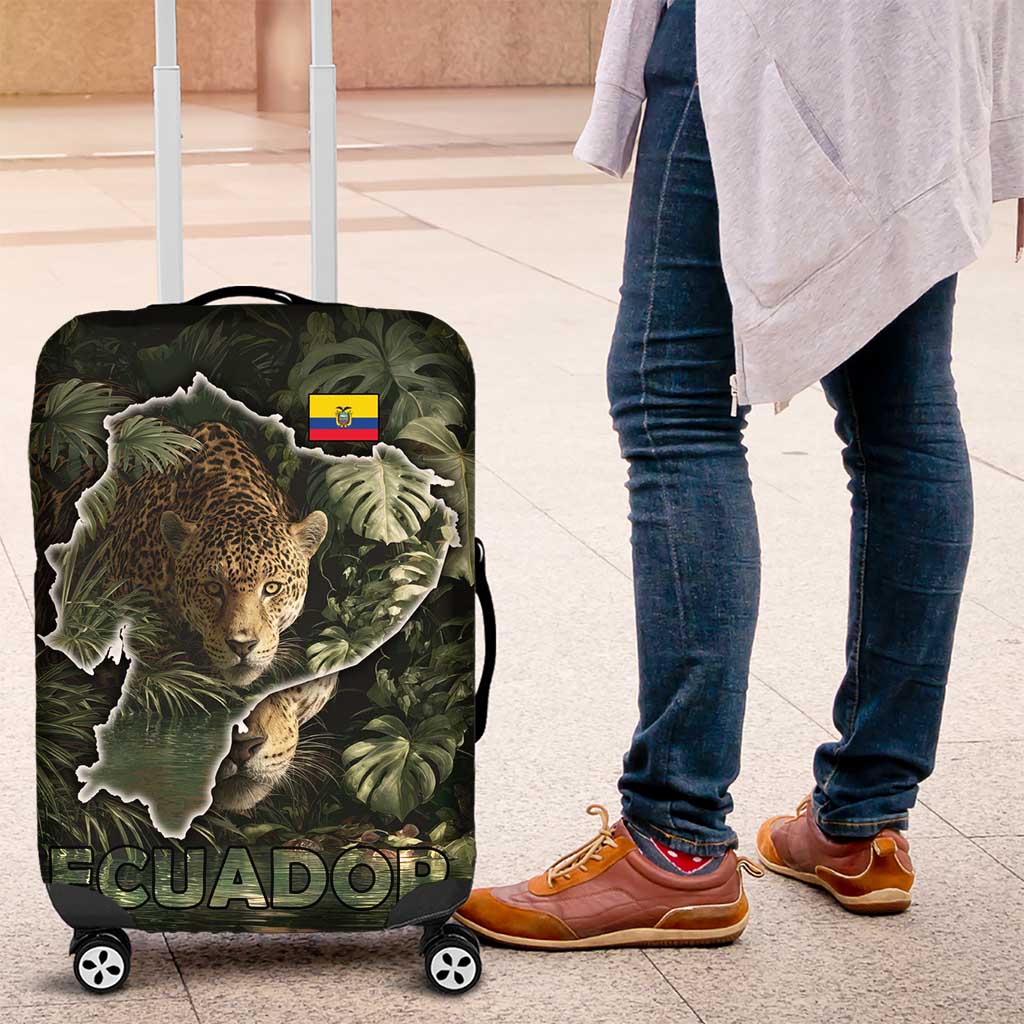 Ecuador Luggage Cover with Jaguar Rainforest Map Design - Wonder Print Shop