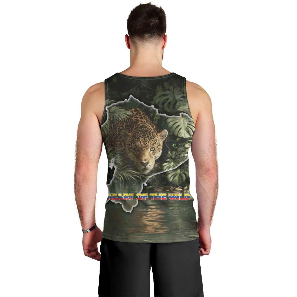 Ecuador Men Tank Top with Jaguar Rainforest Map Design - Wonder Print Shop