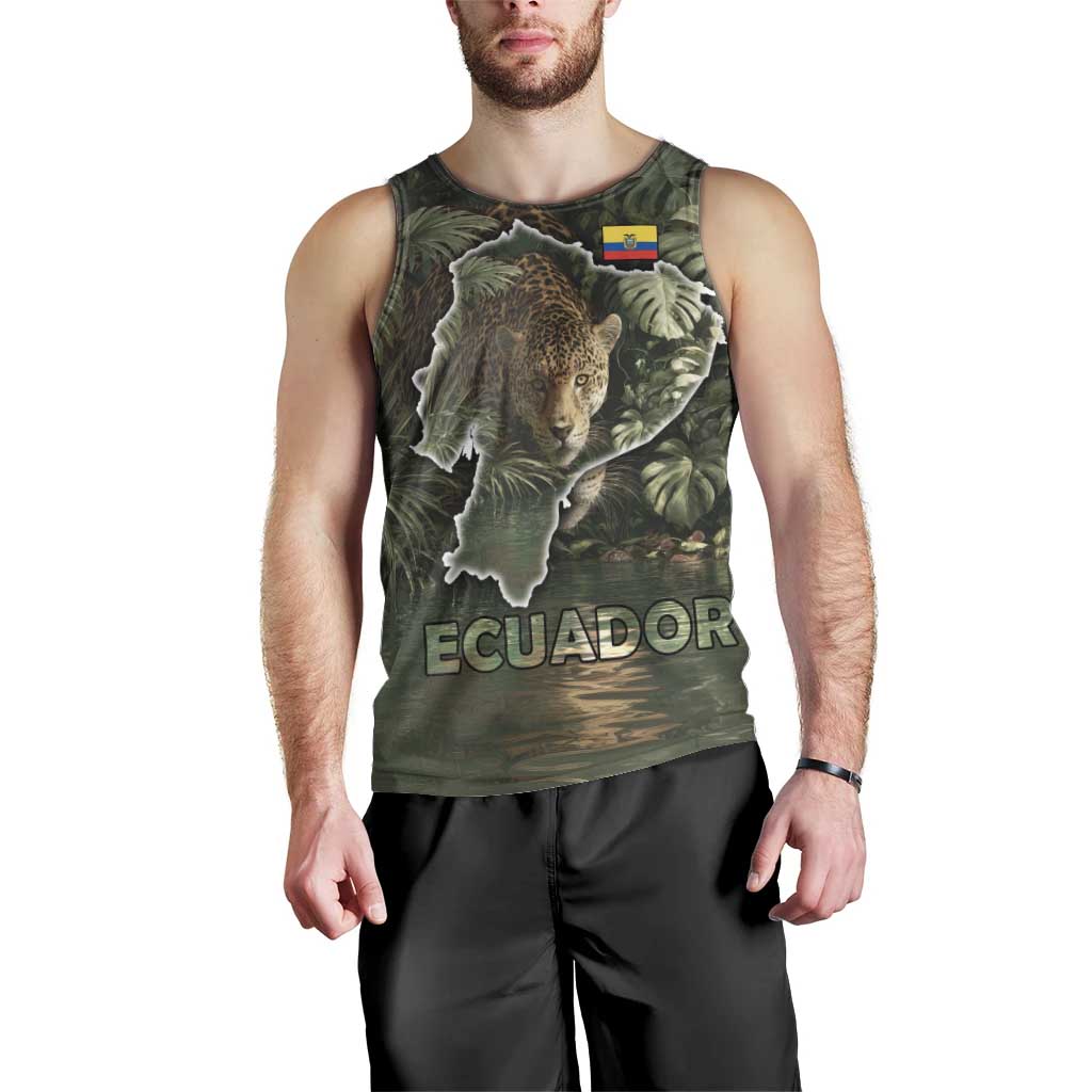 Ecuador Men Tank Top with Jaguar Rainforest Map Design - Wonder Print Shop