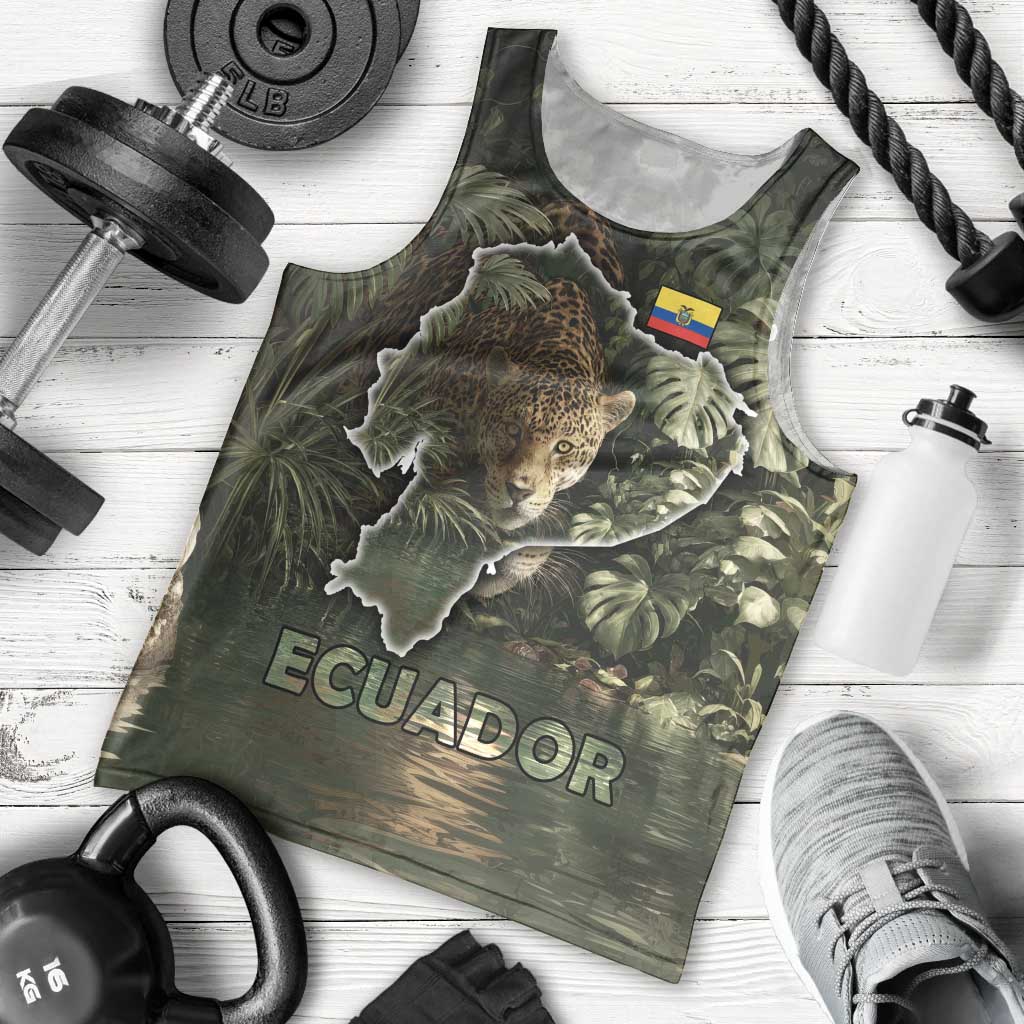 Ecuador Men Tank Top with Jaguar Rainforest Map Design - Wonder Print Shop