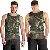 Ecuador Men Tank Top with Jaguar Rainforest Map Design - Wonder Print Shop