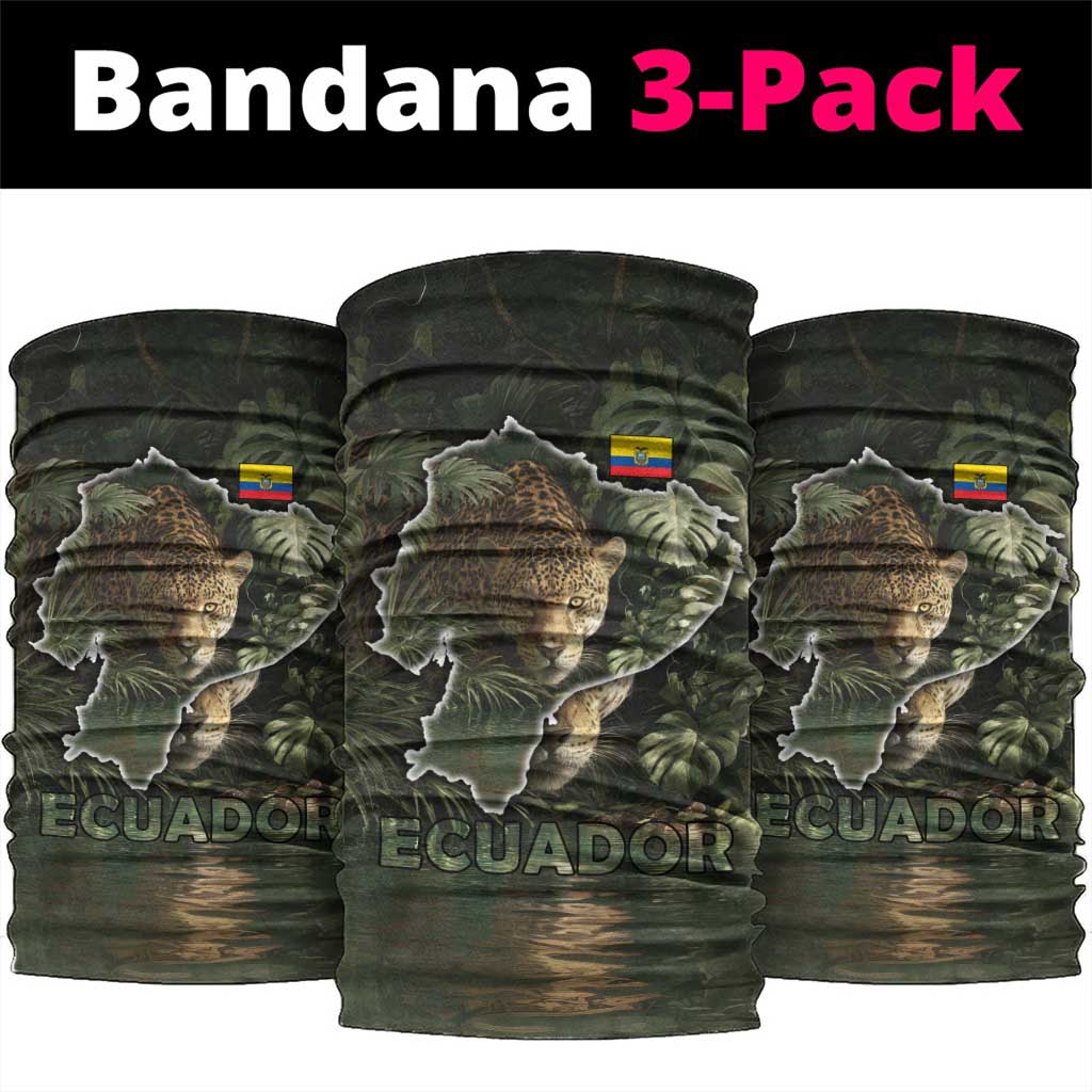 Ecuador Neck Gaiter with Jaguar Rainforest Map Design TS04