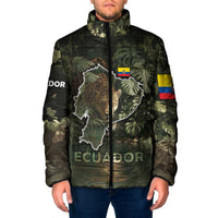 Ecuador Padded Jacket with Jaguar Rainforest Map Design - Wonder Print Shop