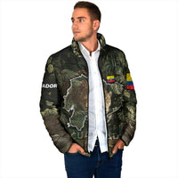 Ecuador Padded Jacket with Jaguar Rainforest Map Design - Wonder Print Shop