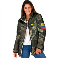 Ecuador Padded Jacket with Jaguar Rainforest Map Design - Wonder Print Shop