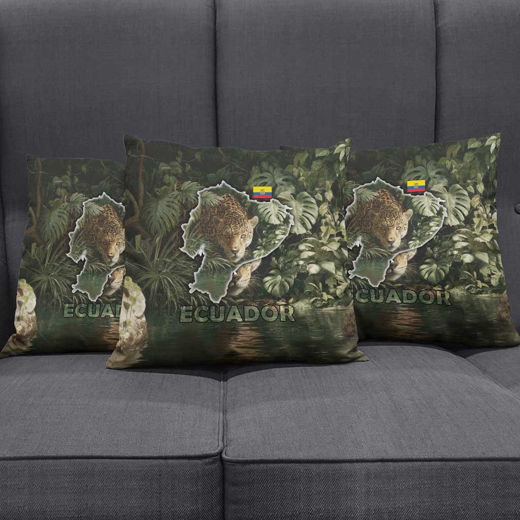 Ecuador Pillow Cover with Jaguar Rainforest Map Design - Wonder Print Shop