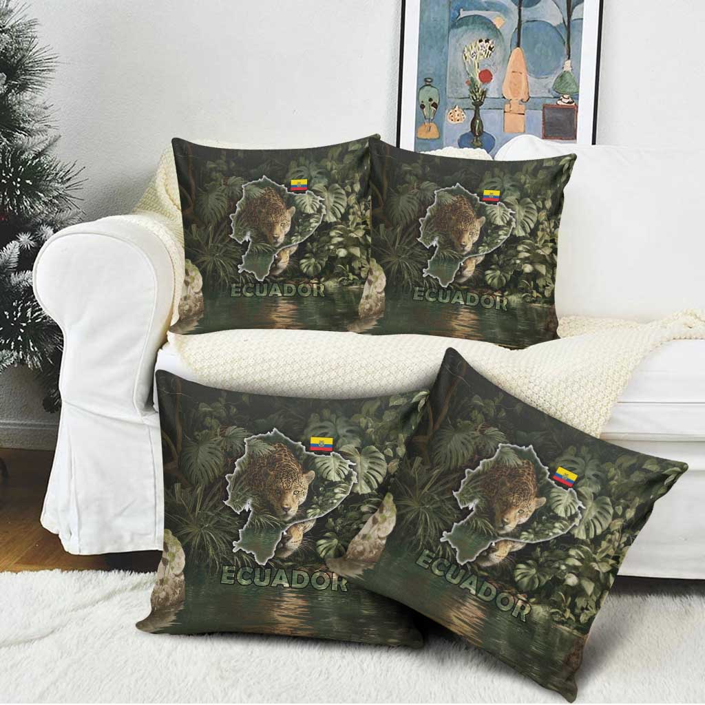 Ecuador Pillow Cover with Jaguar Rainforest Map Design - Wonder Print Shop