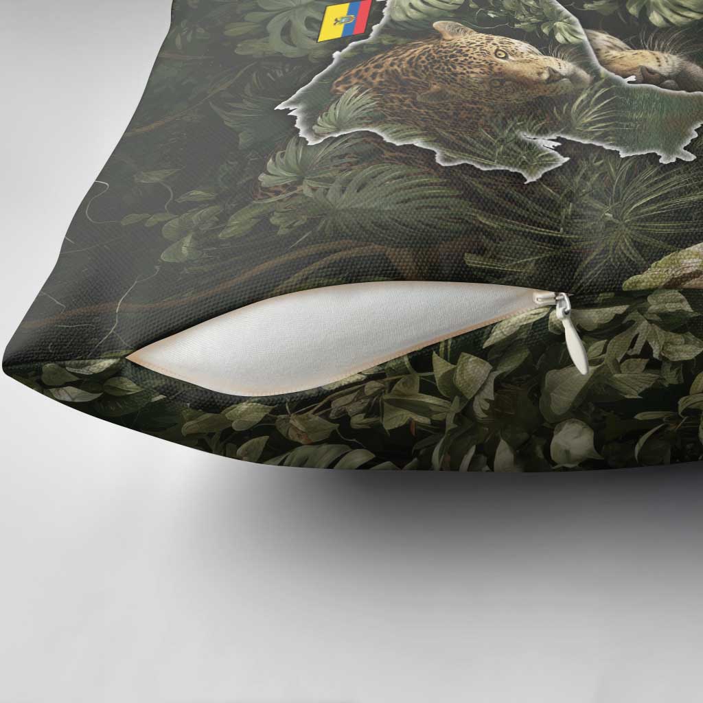 Ecuador Pillow Cover with Jaguar Rainforest Map Design - Wonder Print Shop