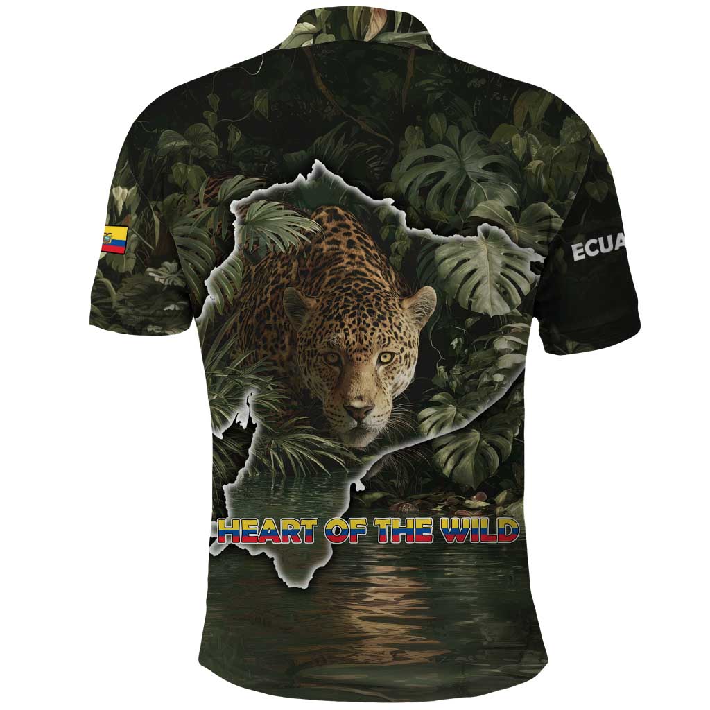 Ecuador Polo Shirt with Jaguar Rainforest Map Design - Wonder Print Shop