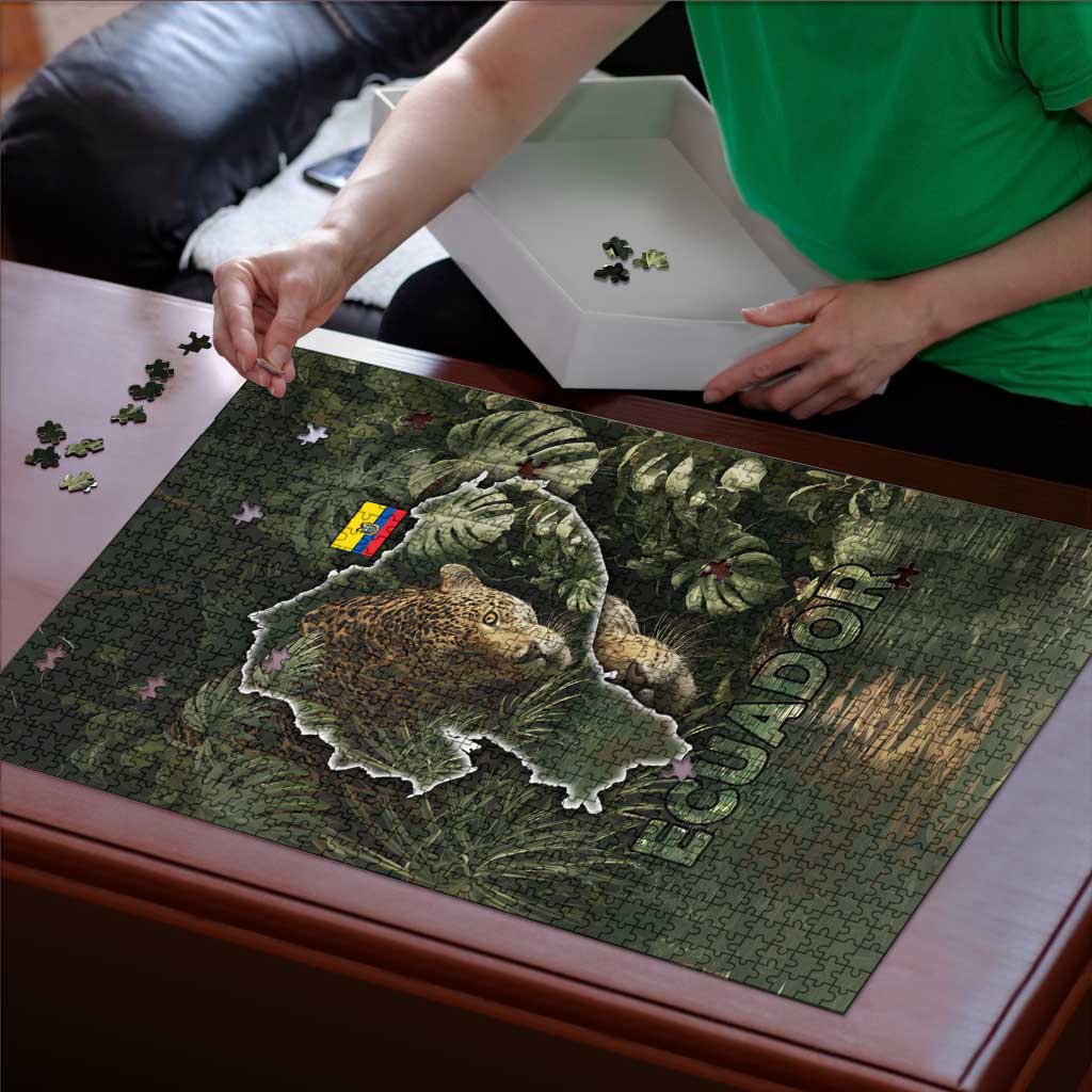Ecuador Puzzle with Jaguar Rainforest Map Design - Wonder Print Shop