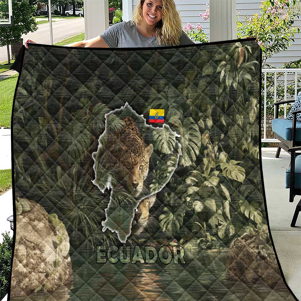 Ecuador Quilt with Jaguar Rainforest Map Design - Wonder Print Shop
