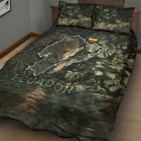 Ecuador Quilt Bed Set with Jaguar Rainforest Map Design - Wonder Print Shop