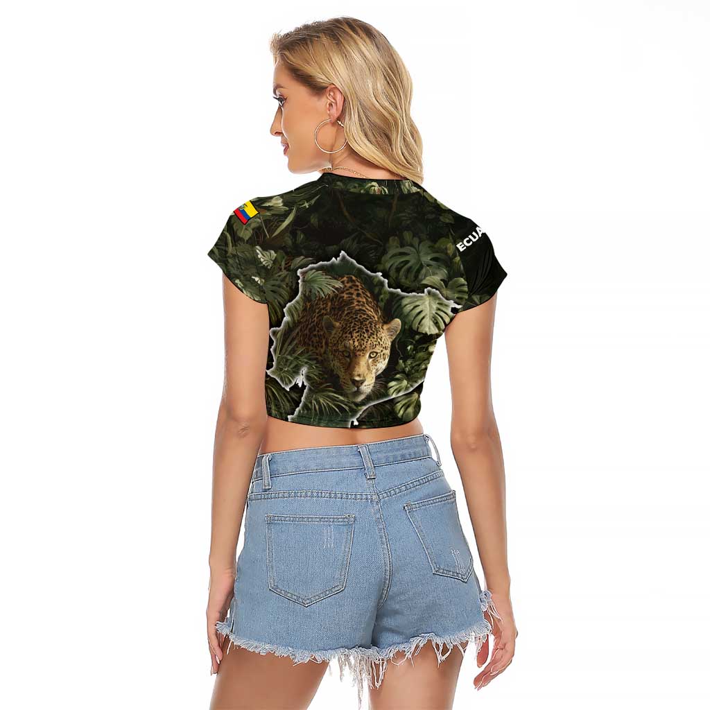 Ecuador Raglan Cropped T Shirt with Jaguar Rainforest Map Design - Wonder Print Shop
