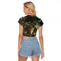 Ecuador Raglan Cropped T Shirt with Jaguar Rainforest Map Design - Wonder Print Shop